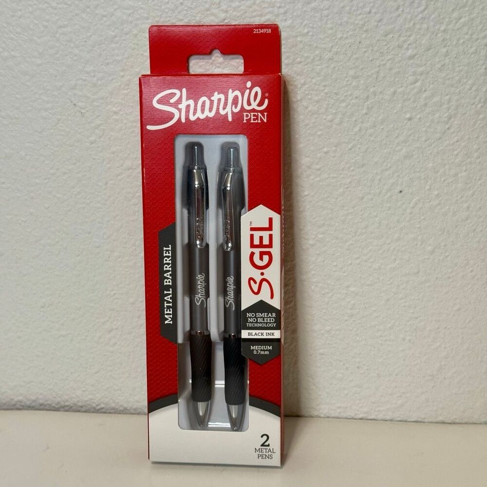 Sharpie S-Gel Gel Pens Sleek Metal Barrel Gunmetal Medium Point (0.7mm) Black‎